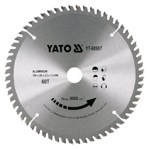 YATO YT-60907 Fűrésztárcsa alumíniumhoz 180 x 20 x 1,5 mm / 60T