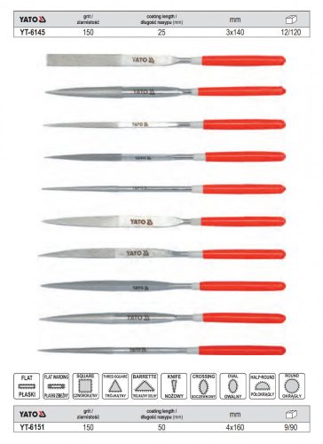 YATO YT-6151 Tűreszelő készlet 10 részes 4,0 x 160 mm