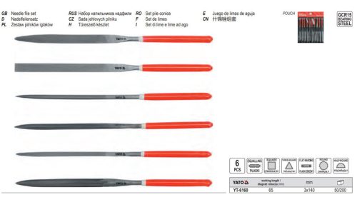 YATO YT-6160 Tűreszelő készlet 6 részes 3,0 x 140 mm