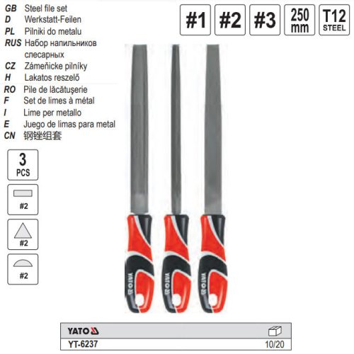 YATO YT-6237 Reszelő készlet 3 részes 250 mm