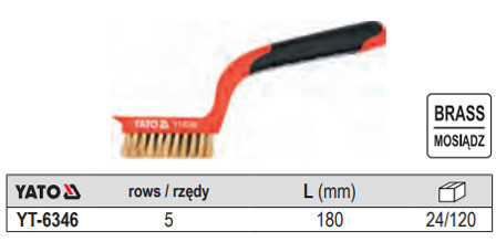 YATO YT-6349 Drótkefe 5 soros műanyag nyéllel nylon 180mm