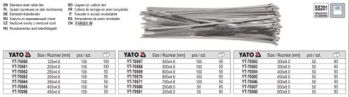 YATO YT-70560 Kábelkötegelő Inox 125 x 4,6 mm (100 db/cs)