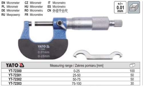 YATO YT-72303 Mikrométer 75-100 mm +/-0,01 mm mechanikus