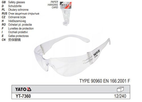 YATO YT-7360 Védőszemüveg víztiszta