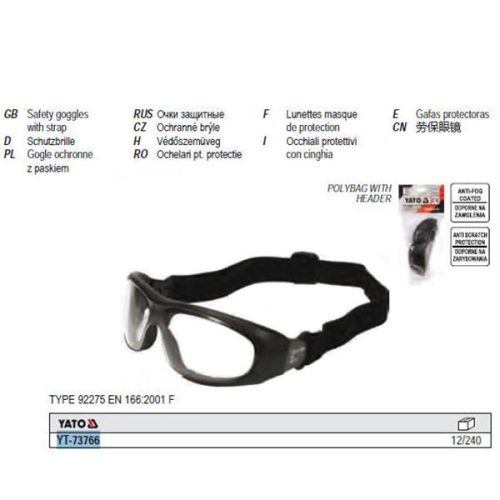 YATO YT-73766 Védőszemüveg víztiszta gumipánttal és szárral