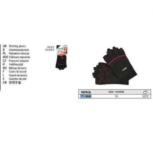 YATO YT-74660 Munkavédelmi kesztyű ujjvég nélküli 10-es méret