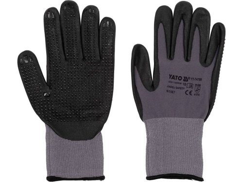 YATO YT-74759 Munkavédelmi kesztyű habosított nitril mártott 10-es csúszásgátlós