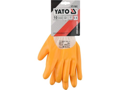 YATO YT-7481 Szerelő kesztyű (Nitril mártott SÁRGA) 10-es