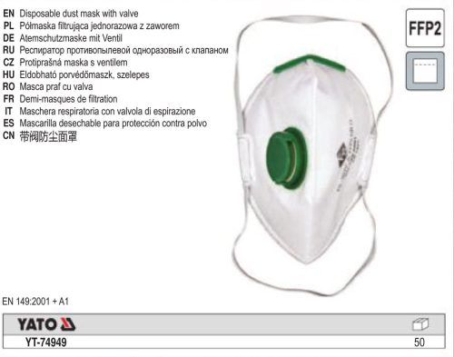 YATO YT-74949 Pormaszk FFP2/PZ NR SL szelepes