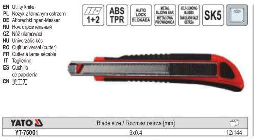 YATO YT-75001 Törhető pengés kés 9mm