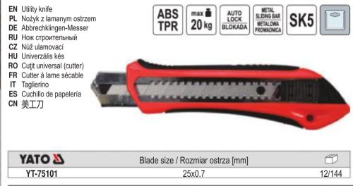 YATO YT-75101 Törhető pengés kés 25 mm