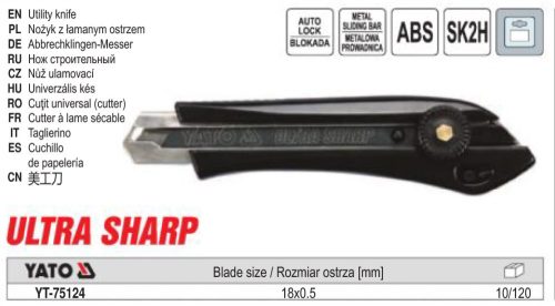YATO YT-75124 Törhető pengés kés extra éles 18 mm