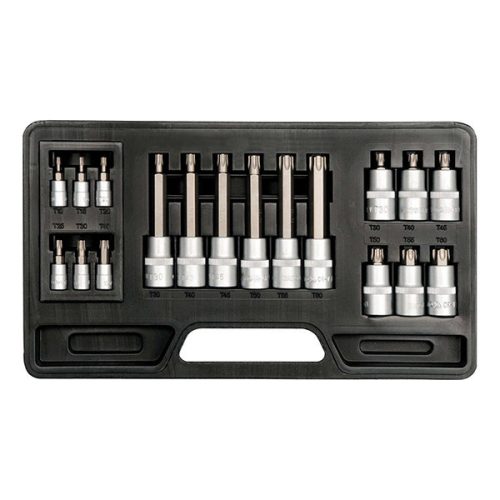 YATO YT-7751 Bit dugókulcs készlet 18 részes Torx 1/4 Col, 1/2 Col CrV