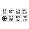 YATO YT-7753 Bit dugókulcs készlet 12 részes Spline 1/2 Col M5-M17 CrV