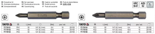 YATO YT-78151 Bithegy PH1 1/4 Col 50 mm (10 db/cs)