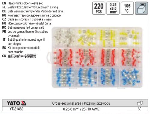 YATO YT-81460 Zsugorcső 0,25-0,34 mm2 (220 db/cs)