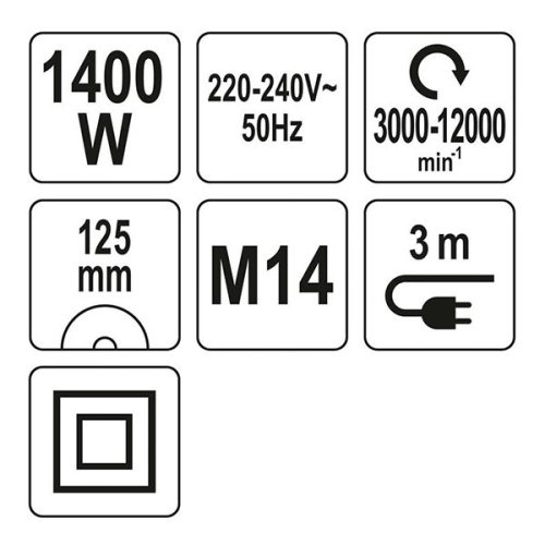 YATO YT-82098 Elektromos sarokcsiszoló fordulatszám szabályzós 125 mm 1400 W