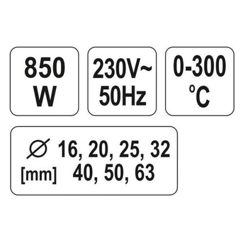 YATO YT-82250 Elektromos műanyagcső hegesztő 16-63 mm 0-300 °C 850 W