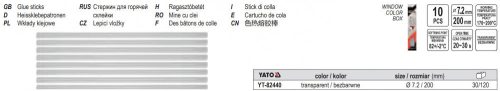YATO YT-82440 Ragasztó patron színtelen 7,2 x 200 mm (10 db/cs)