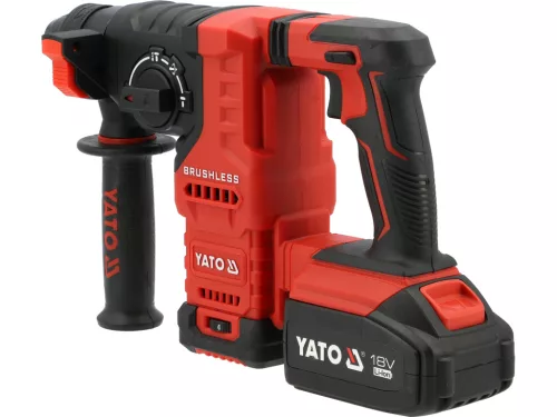 YATO YT-827724 Akkumulátoros fúrókalapács 18V 4Ah SDS Plus 2,4J szénkefe nélküli motor (2x akku + töltő)