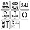 YATO YT-82772 Akkus fúrókalapács SDS-Plus 2,4 J 18 V Li-Ion (akku + töltő nélkül)