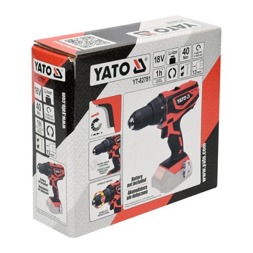 YATO YT-82781 Akkus fúrócsavarozó 40 Nm 18 V Li-Ion (akku + töltő nélkül)