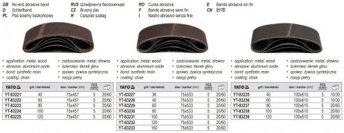 YATO YT-83231 Csiszolószalag 533 x 75 mm P100 (5 db/csom)