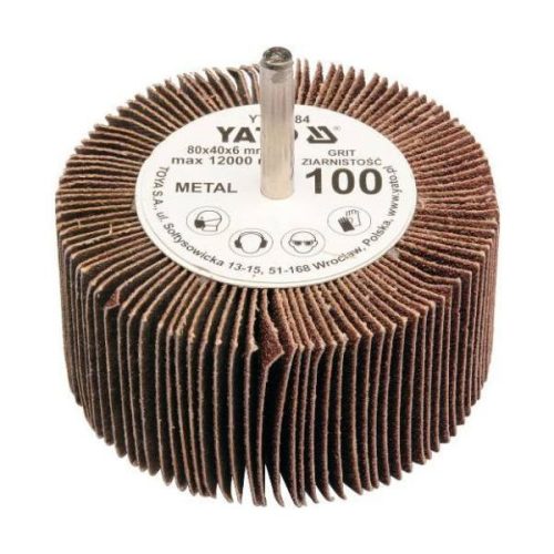 YATO YT-83383 Csapos lamellás, legyező csiszolókorong 80 x 40 x 6 mm / P80