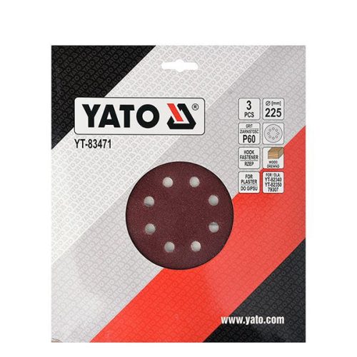 YATO YT-83471 Tépőzáras fíbertárcsa 225 mm / P60 (3 db/cs)