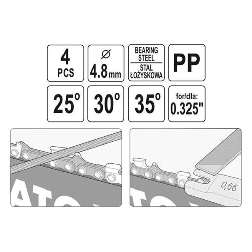 YATO YT-85042 Kézi láncélező készlet 4 részes 0,325 Col 4,8 mm