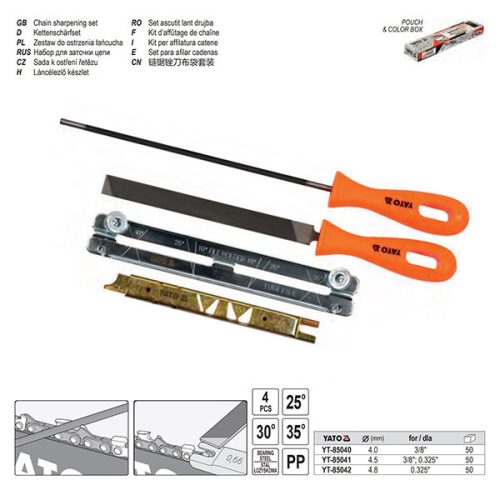 YATO YT-85042 Kézi láncélező készlet 4 részes 0,325 Col 4,8 mm