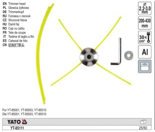 YATO YT-85111 Fűkasza damilfej 2,2-3,0 mm alumínium