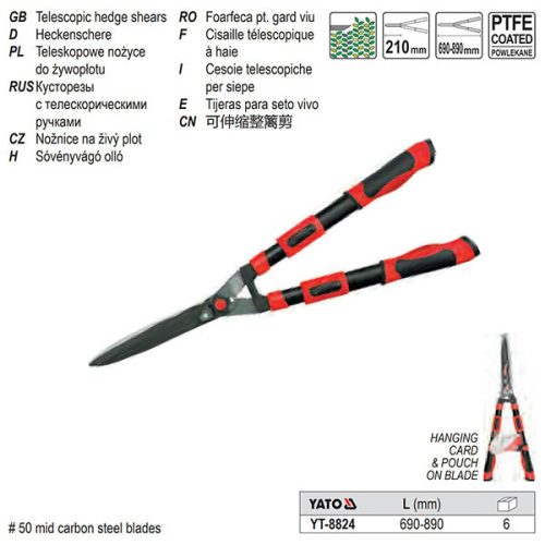 YATO YT-8824 Sövényvágó olló teflonos, teleszkópos 690-890mm