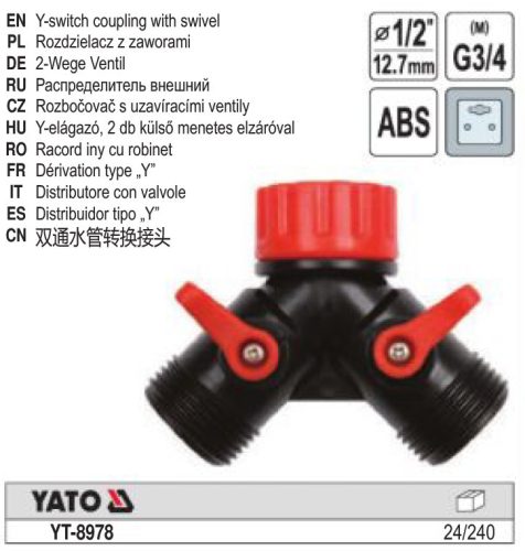 YATO YT-8978 Elzárható Y-elágazó 1/2 Col