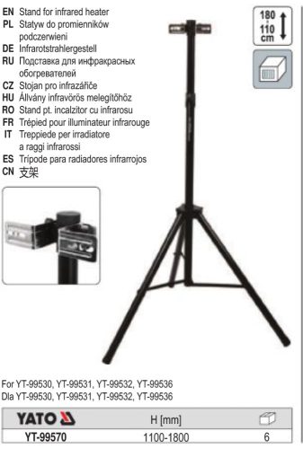 YATO YT-99570 Összecsukható állvány 1100-1800 mm infravörös hősugárzóhoz