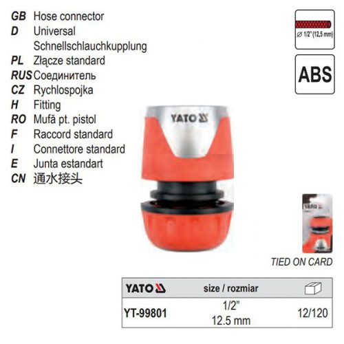 YATO YT-99801 Tömlő gyorscsatlakozó 1/2 Col