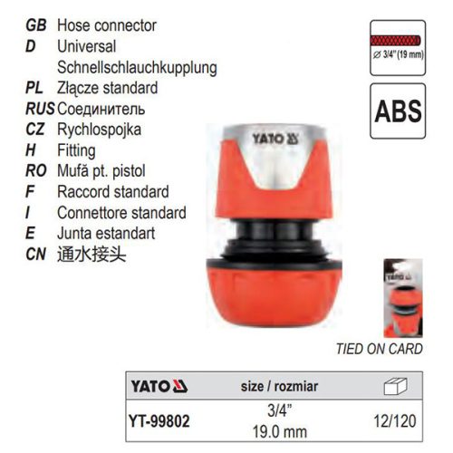 YATO YT-99802 Tömlő gyorscsatlakozó 3/4 Col