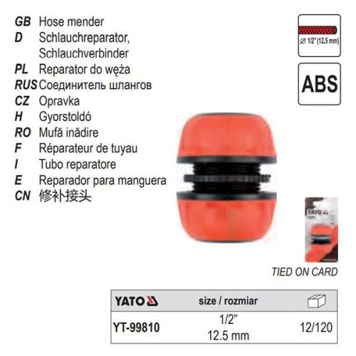 YATO YT-99810 Tömlő összekötő 1/2 Col
