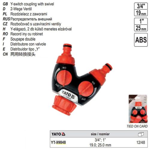 YATO YT-99848 Csapcsatlakozó 2 utas belsőmenetes 3/4 Col-1 Col