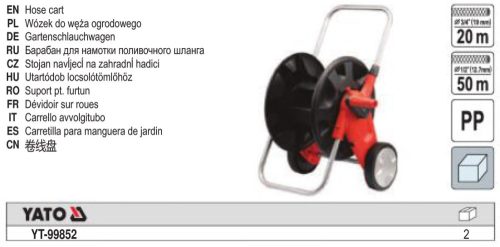 YATO YT-99852 Tömlőtartó kocsi 1/2 Col-3/4 Col