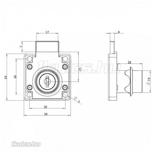 GM bútorzár 40x40mm (GM6001)