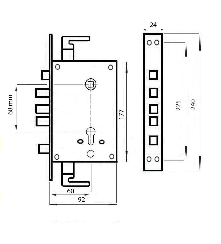 Kínai acél ajtózár 24 mm-es méretezett képe